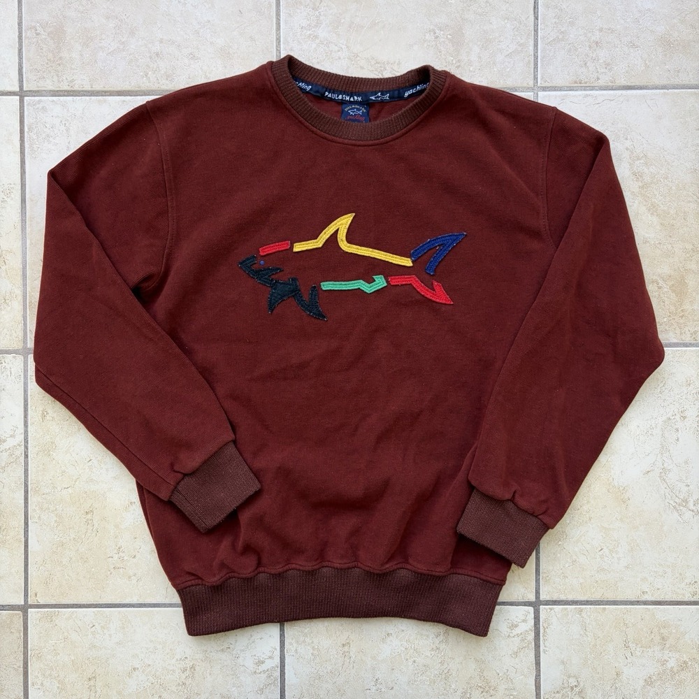 Paul & Shark Yachting Sweatshirt Mens Large Rust Embroidered Logo Crewneck Italy
